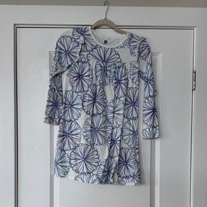 Tea Collection White Dress with Blue & Purple Floral Print